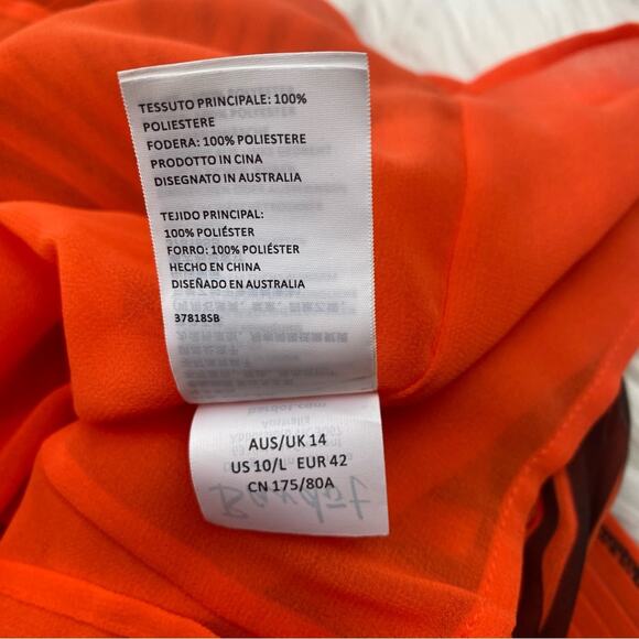 Bardot Women's Pleated Gauze Midi Skirt Orange Black Size 10 Boho - Picture 3 of 9